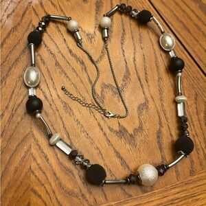 Chic Black and Silver Beaded 44" Necklace